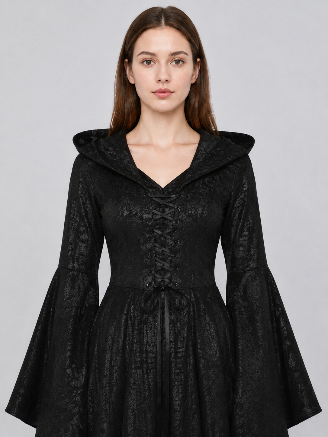 Medieval Hooded Dress with Train Costume Dresses detail 2