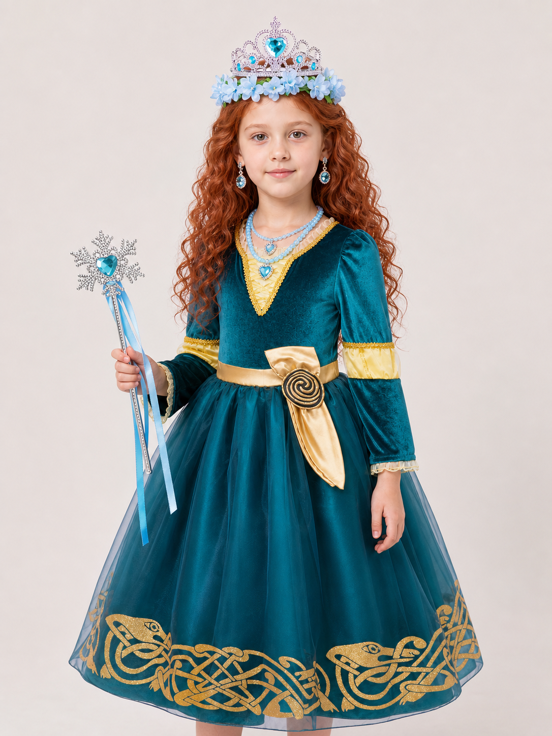 Blue-Green Princess Costume for Halloween Costumes detail 2