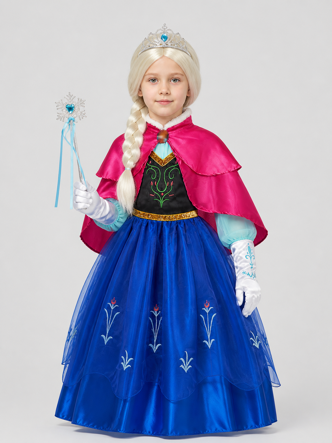 Snow Queen Costume, Dress with Cape, Crown, and Wig Costume Dresses detail 3