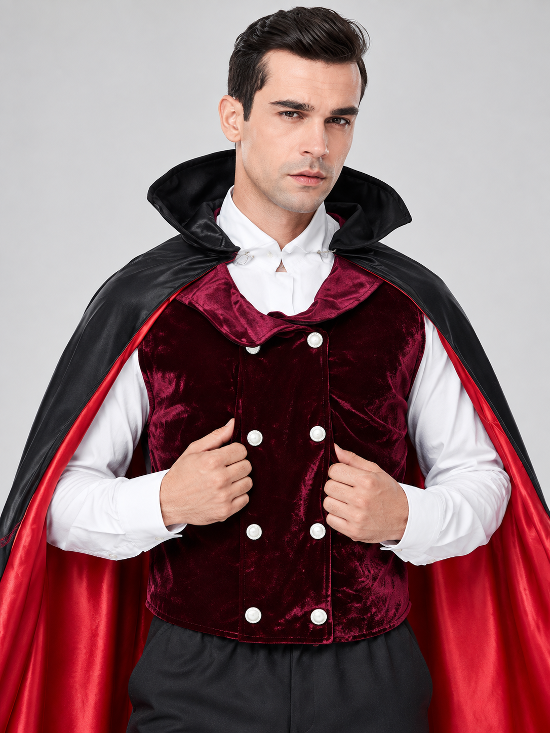 Adult vampire costume with cape and vest