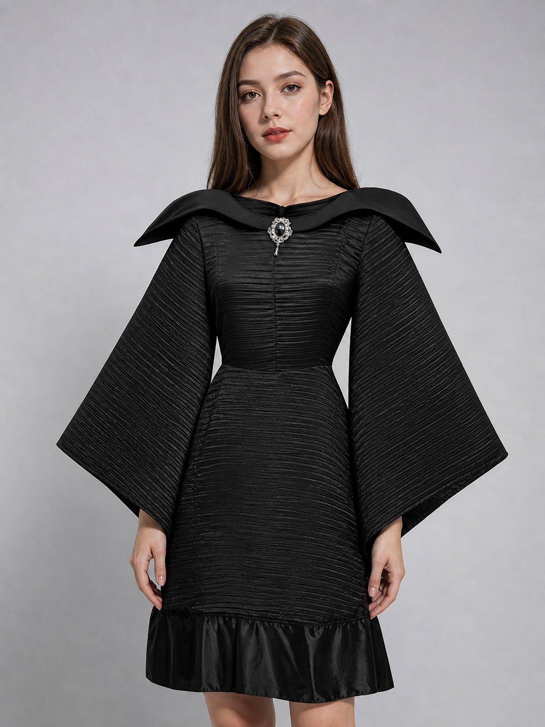 Gothic-Style Cosplay Costume: Dress, Hat, and Cane