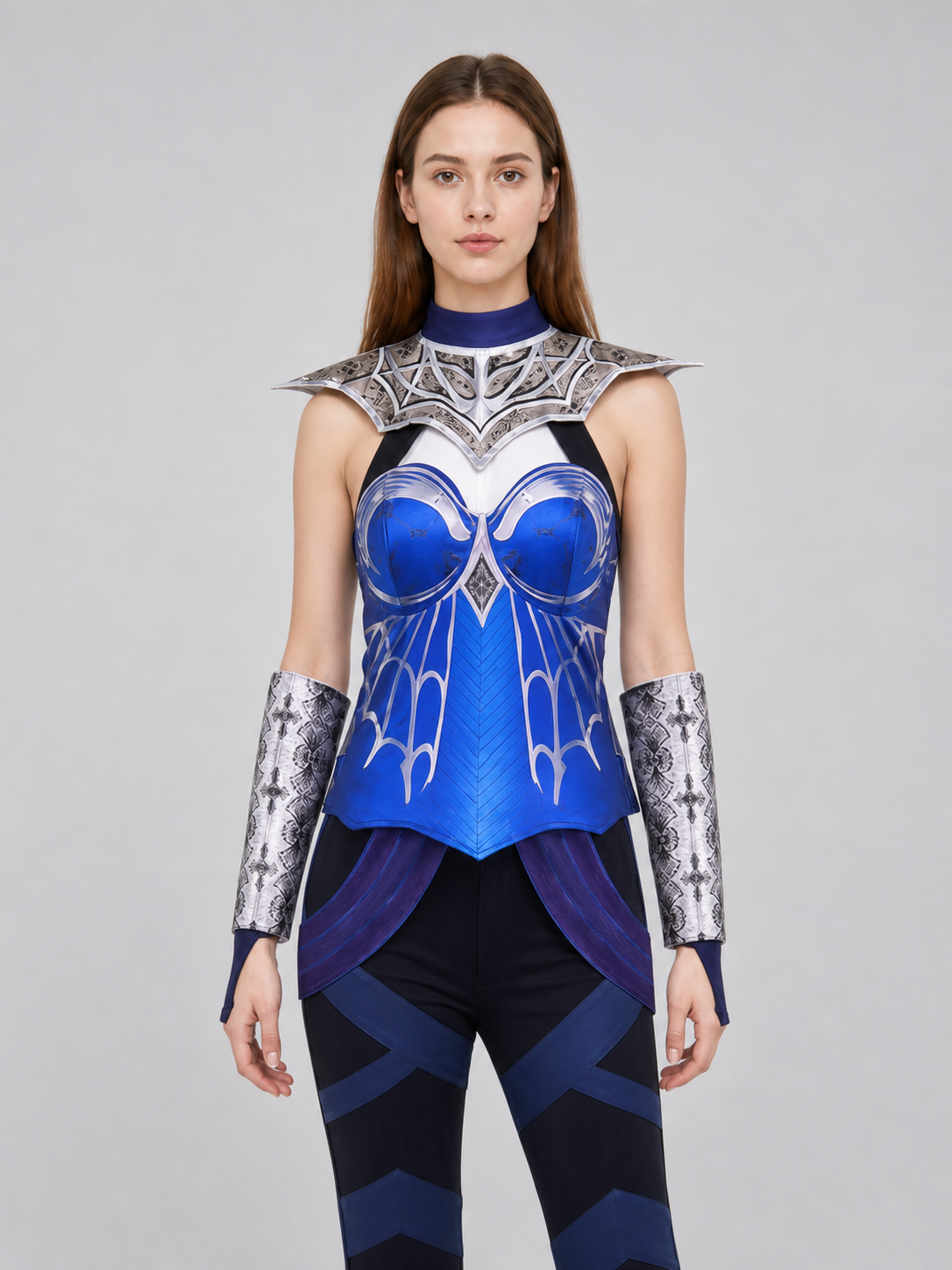 Kitana Cosplay Costume: Blue Armor with Mask