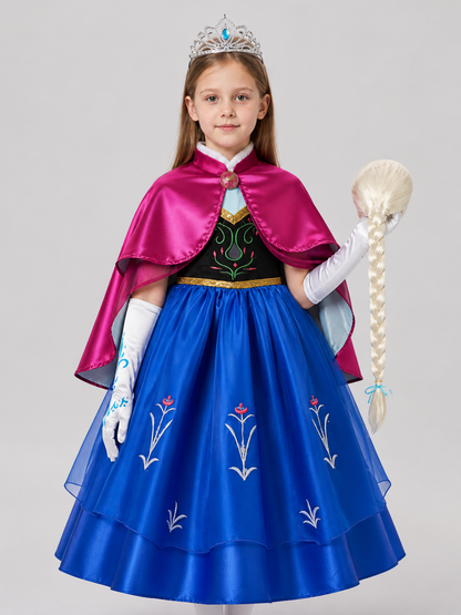 Elsa Princess Costume for Girls with Cape and Crown Costume Capes detail 3