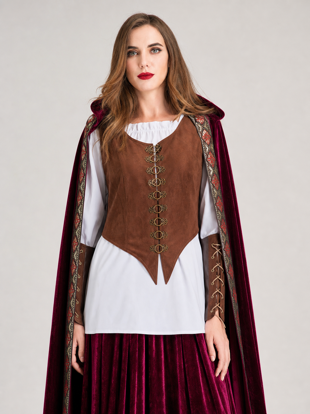 Gothic Vampire Costume with Cape and Long Skirt