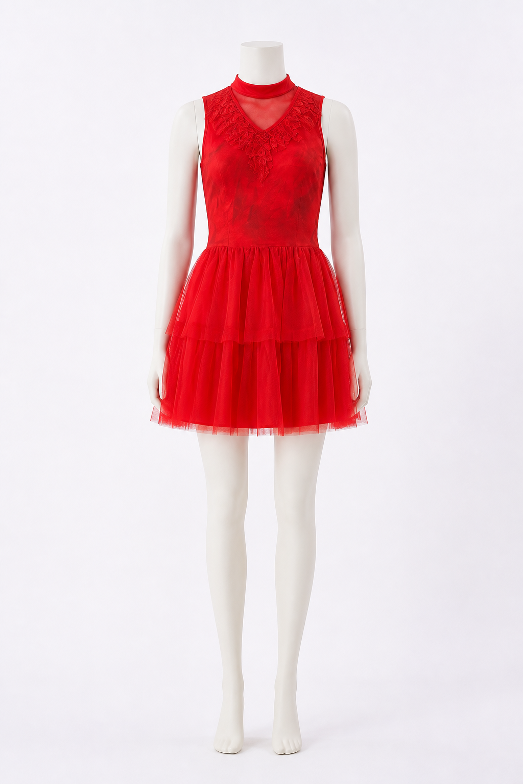 Red Sleeveless Dress with Full Skirt Costume Dresses detail 2
