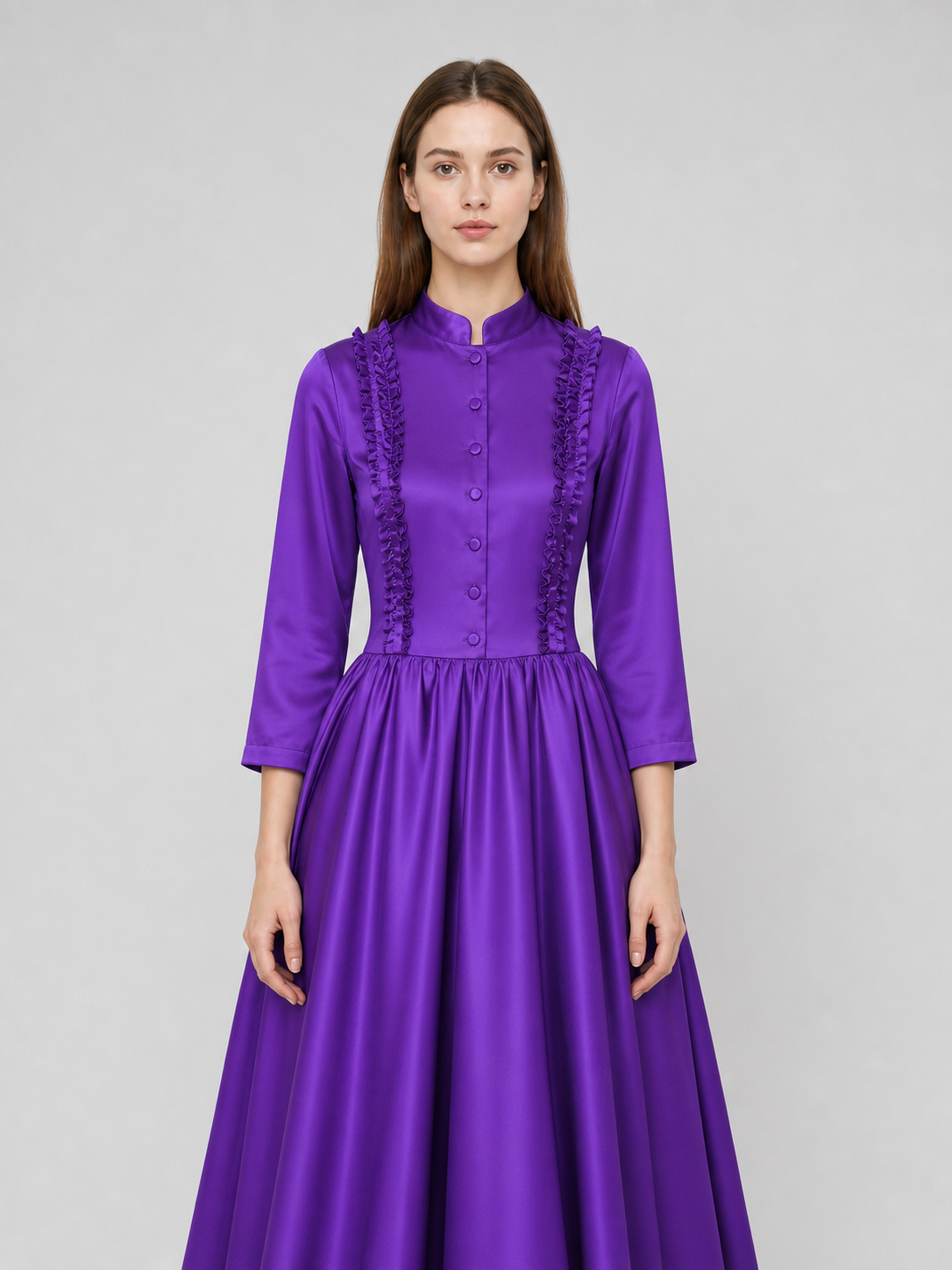 Gothic Victorian Dress with Stand Collar