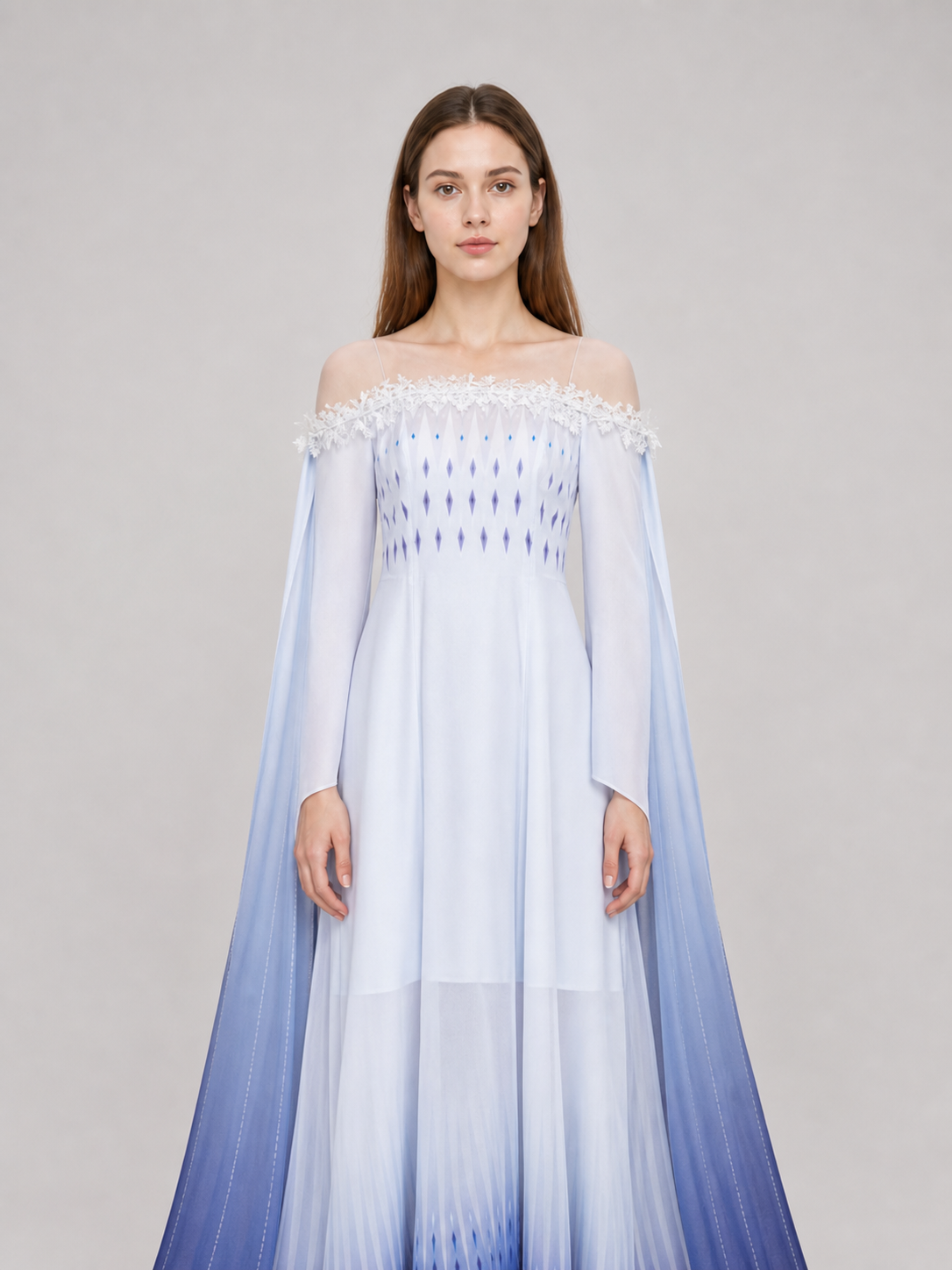 Elsa Cosplay Dress with Capes and Gradient