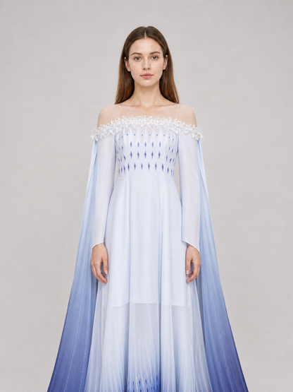 Elsa Cosplay Dress with Capes and Gradient