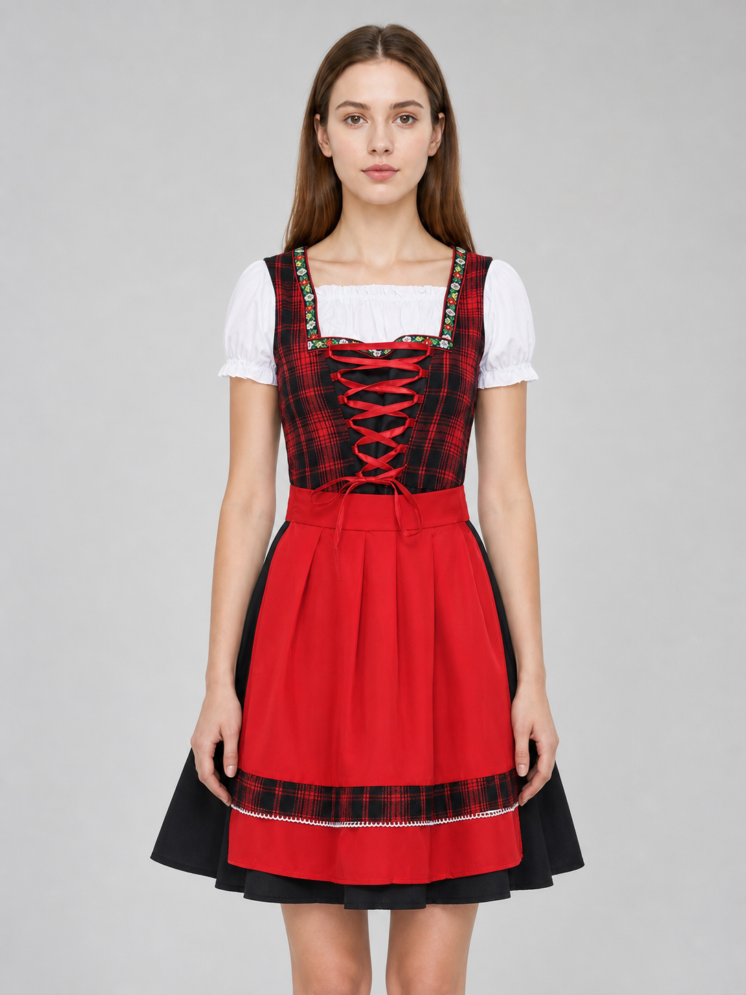 Plaid Oktoberfest-style costume dress