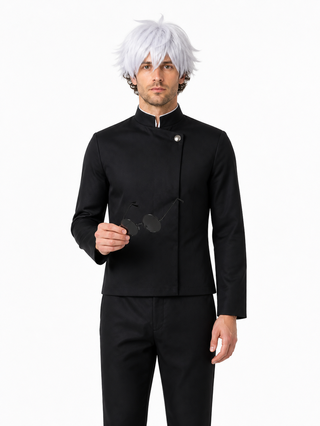 Satoru Gojo Cosplay Costume with Wig and Glasses Costume Wigs detail 3