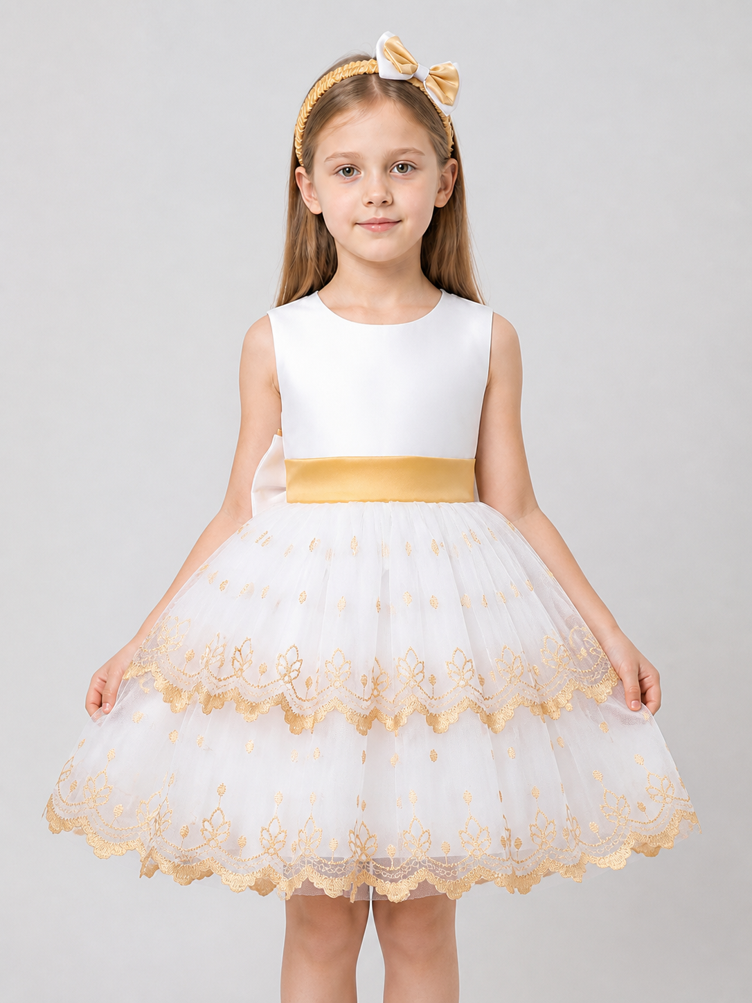 Embroidered Flower Girl Dress with Full Skirt for Weddings Costume Dresses detail 3