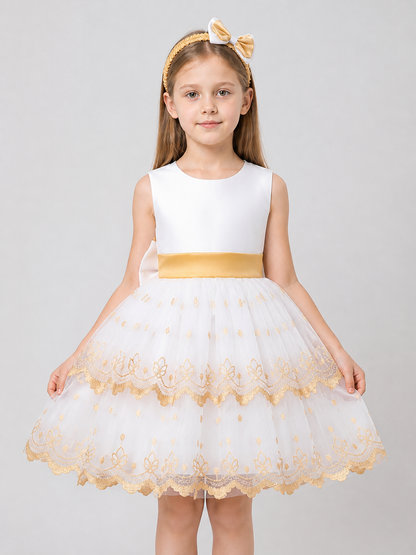 Embroidered Flower Girl Dress with Full Skirt for Weddings Costume Dresses detail 3