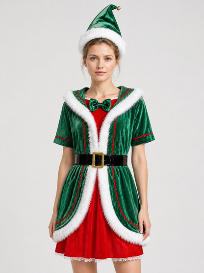 Christmas Elf Costume, Dress with Hat Costume Dresses detail 3