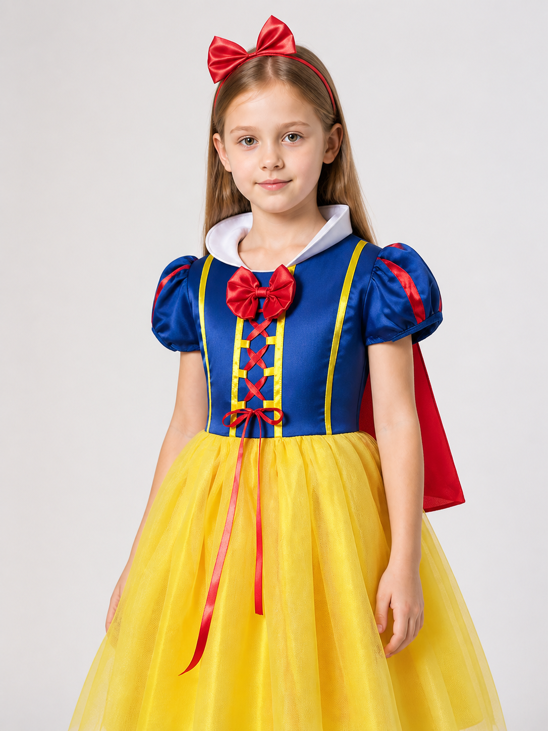 Princess Costume with Red Cape and Bow Costume Capes detail 2
