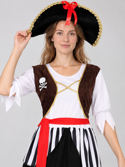 Adult Pirate Costume for Carnival with Hat and Belt