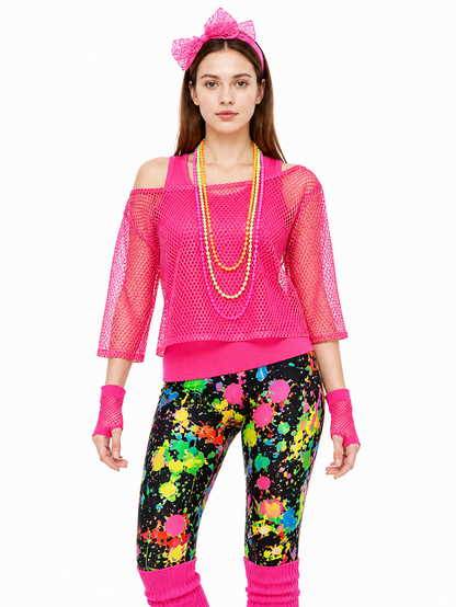 Retro Costume with Mesh Top and Printed Pants Costumes detail 3