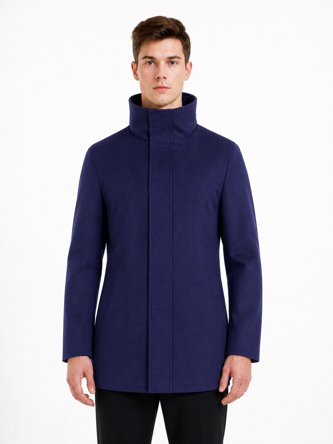 Anime Long Dark Navy Blazer with a High Collar product detail 3