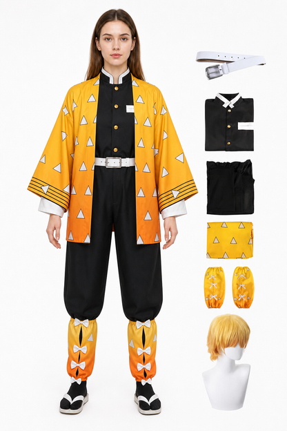 Zenitsu Cosplay Costume with Wig and Orange Pattern Costume Wigs detail 3