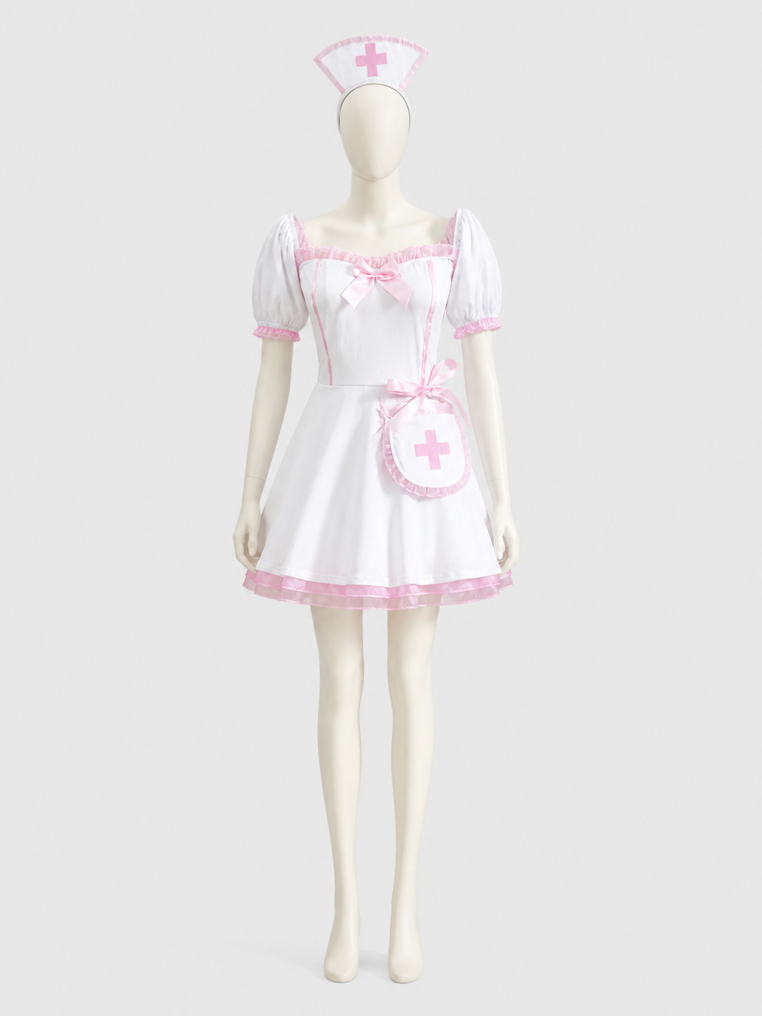 Lolita Dress Set, White and Pink, with Accessories Costume Dresses detail 3