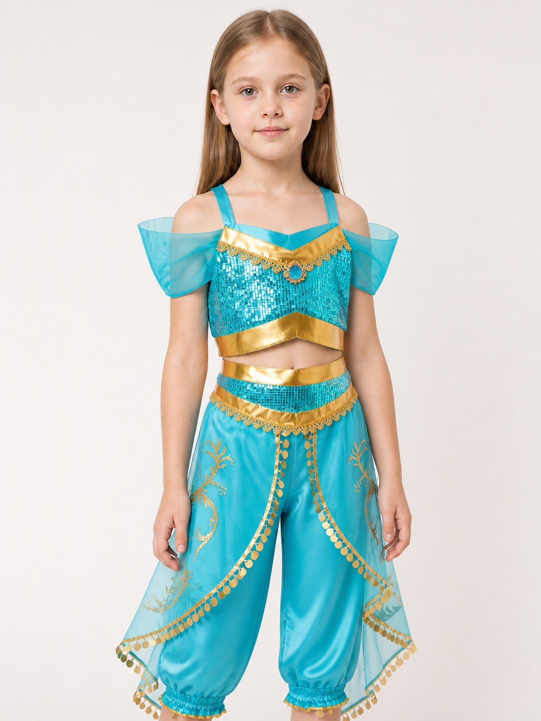 Blue and Gold Princess Costume Set Costumes detail 2