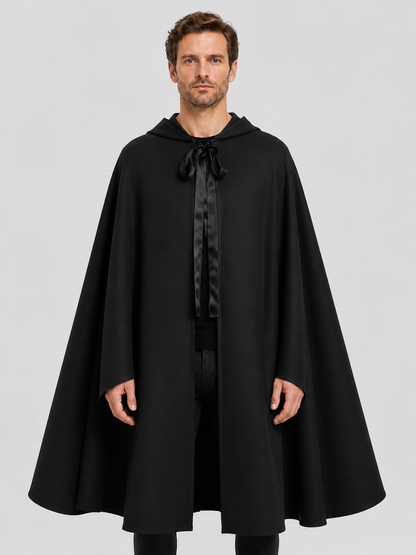 Medieval Black Hooded Cloak of Death Costume Capes detail 2
