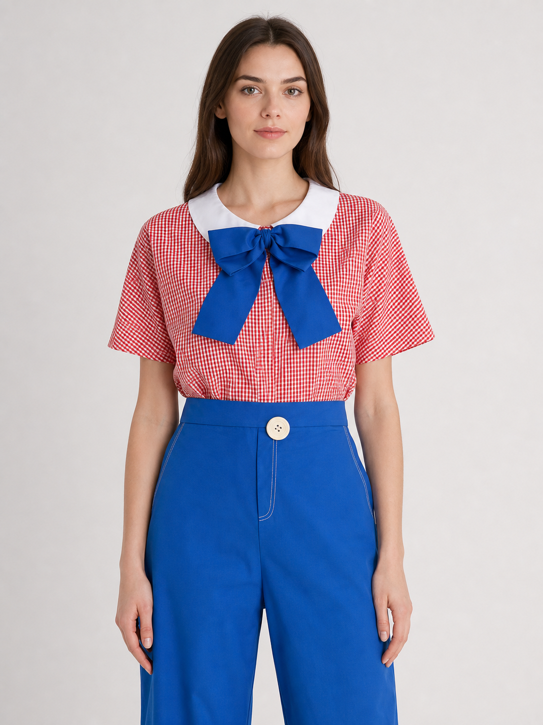 Circus-Style Clown Costume with Bow and Pants