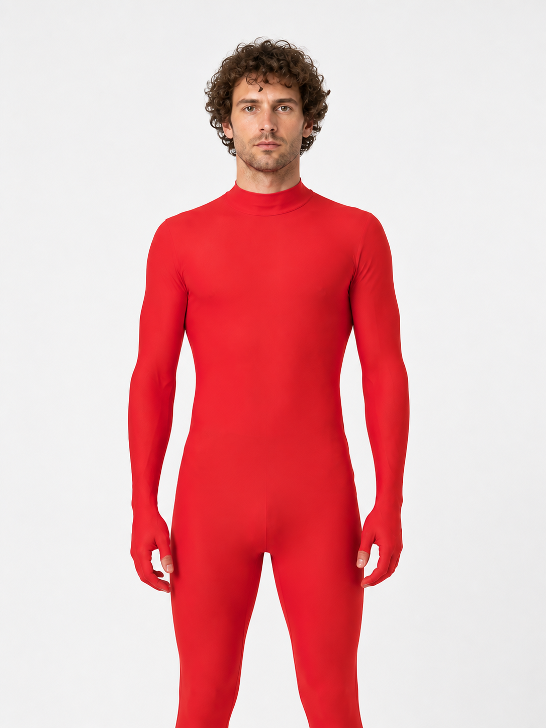 Red Zentai Jumpsuit with a High Collar product detail 3