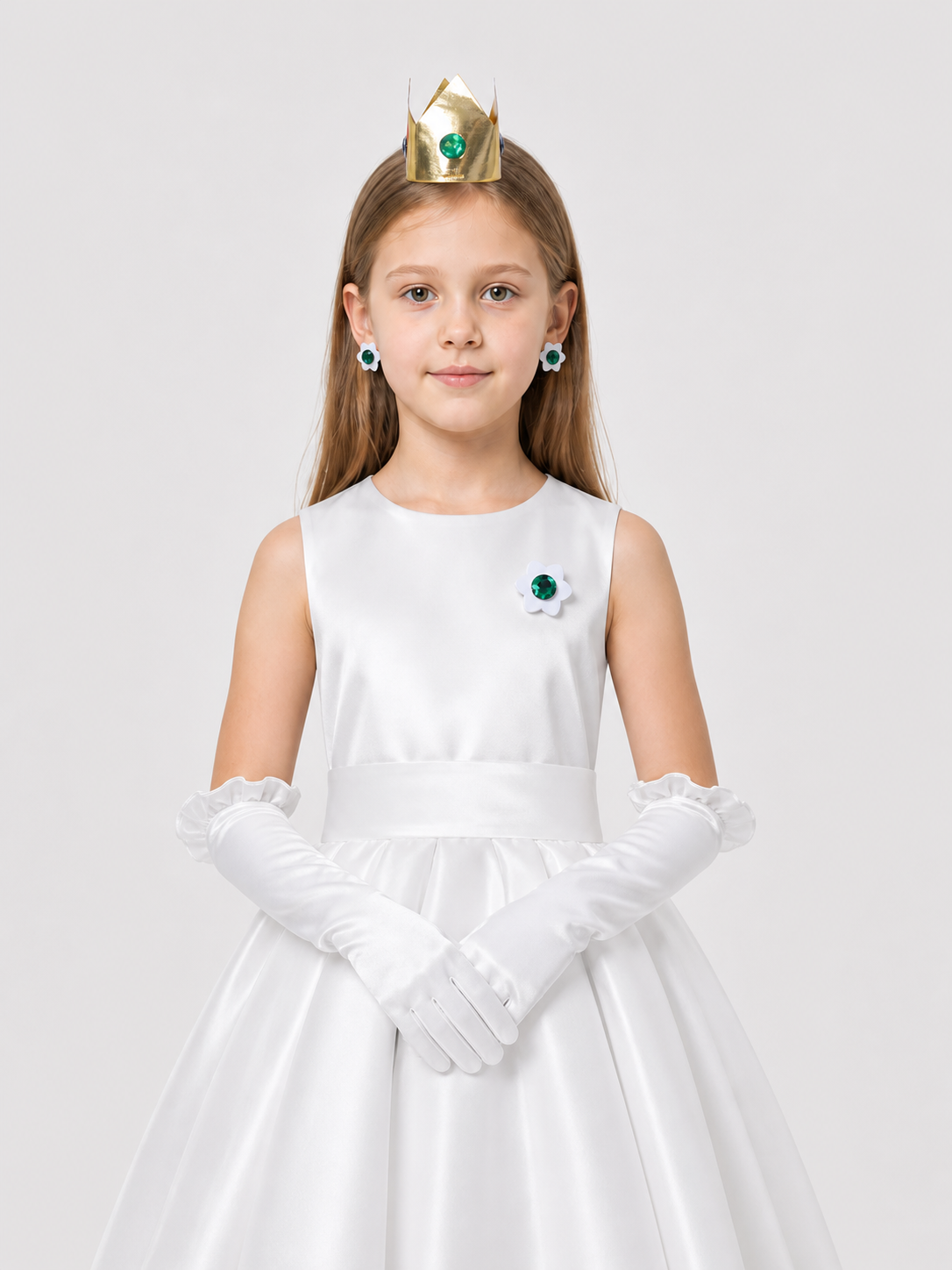 Daisy Accessories Set: Crown, Brooch, Earrings, and Gloves Costume Headwear detail 3