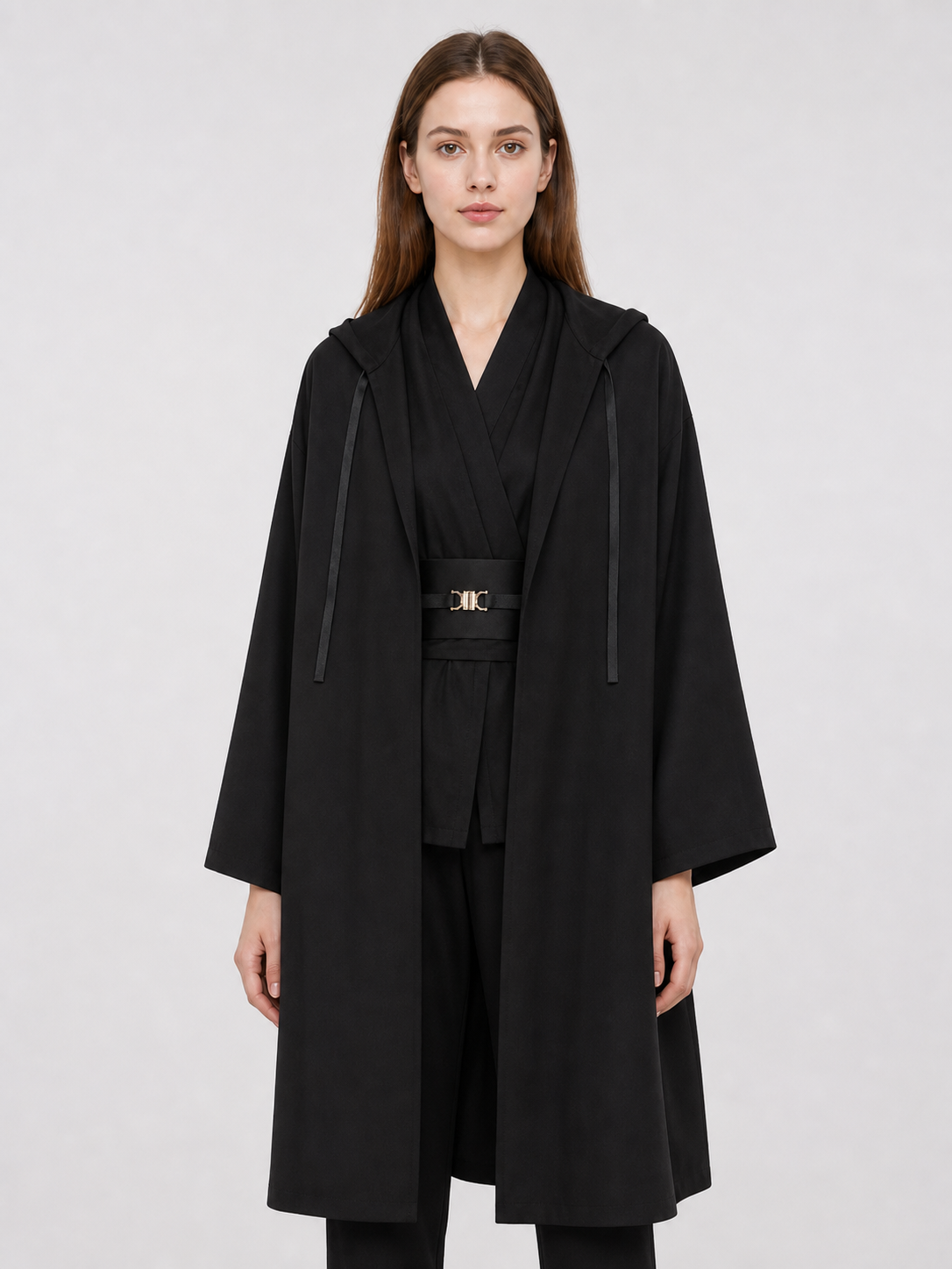 Cosplay Costume: Black Layered Outfit with Cloak