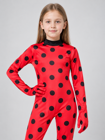 Red and Black Polka Dot Carnival Jumpsuit Costume