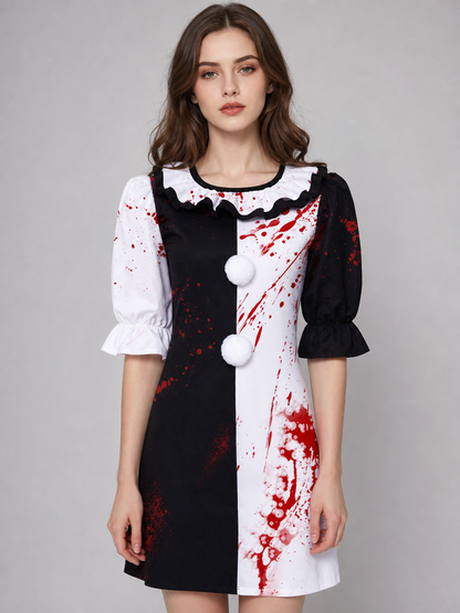 Clown Costume Dress for Halloween with Blood Print