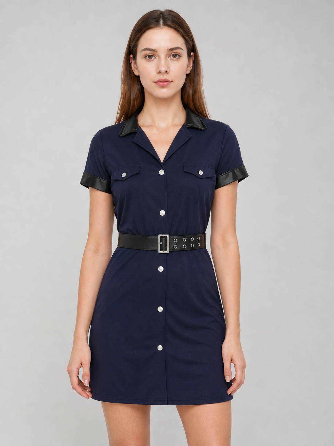 Police Uniform-Style Costume Dress with Cap
