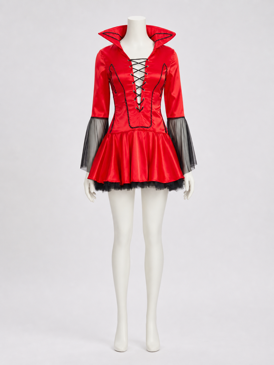 Vampire Costume with Horns and Trident, Red and Black Costumes detail 2