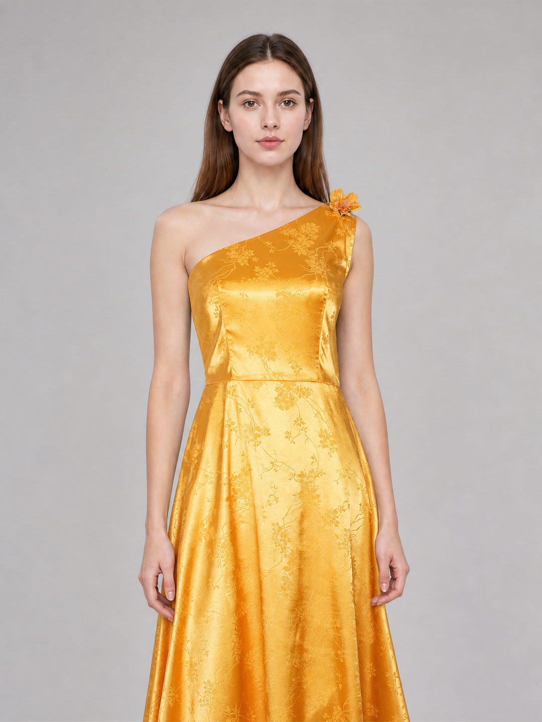 Yellow cosplay dress with floral accents
