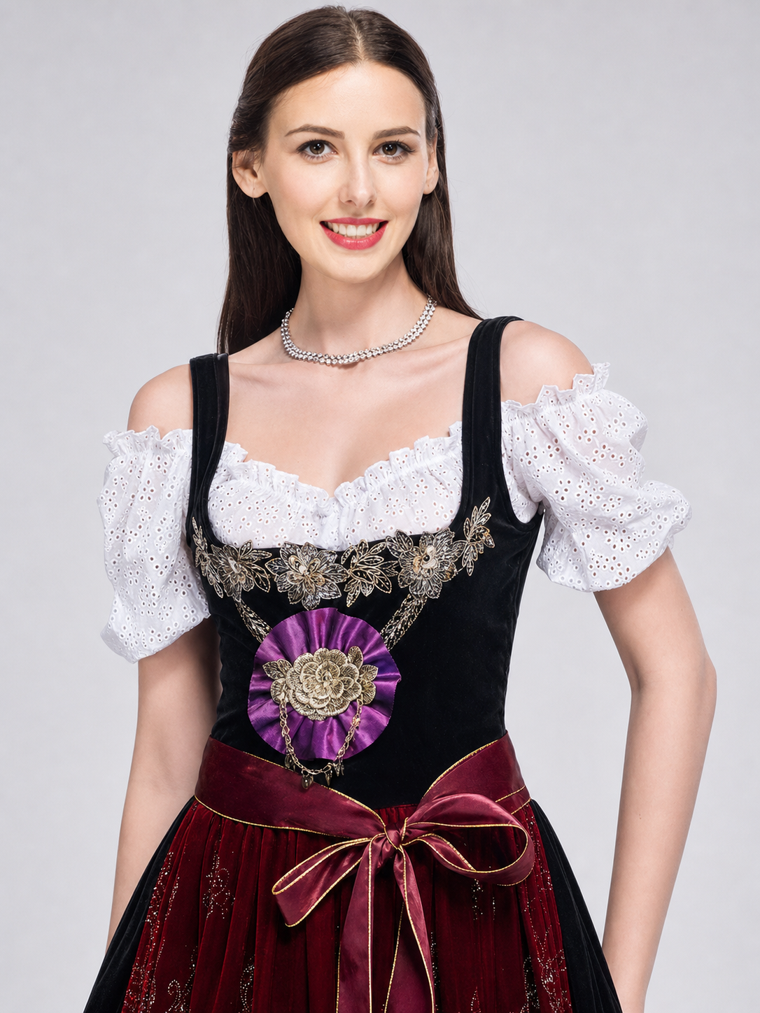 Retro-Style Dress with Bow and Floral Detail
