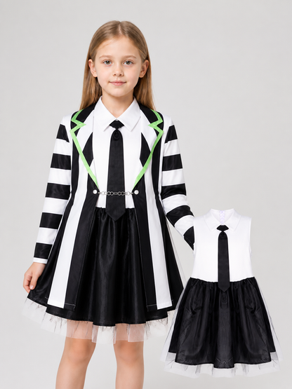 Beetlejuice Cosplay Costume, Striped Dress Set Costume Dresses detail 3