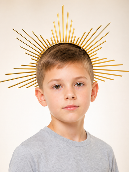 Gold Carnival Halo Headband with Rays Costume Headwear detail 2