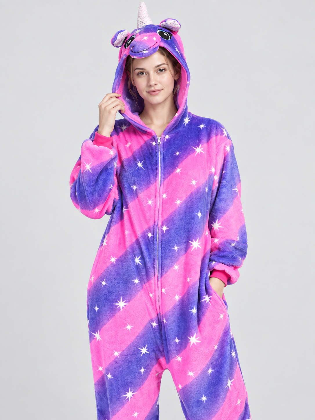 Kids' Hooded Pajama Jumpsuit with Horn and Tail