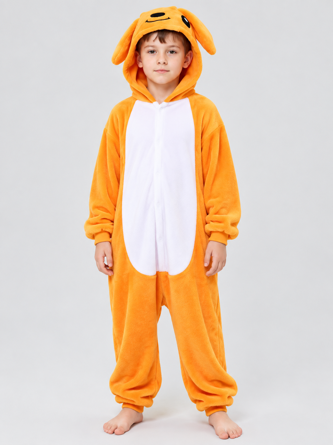 Orange Kigurumi Jumpsuit with Hood and Ears