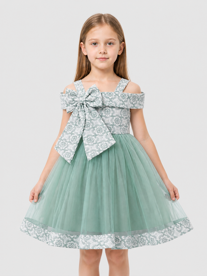 Fluffy Children's Princess Dress with Straps and Bow Costume Dresses detail 3