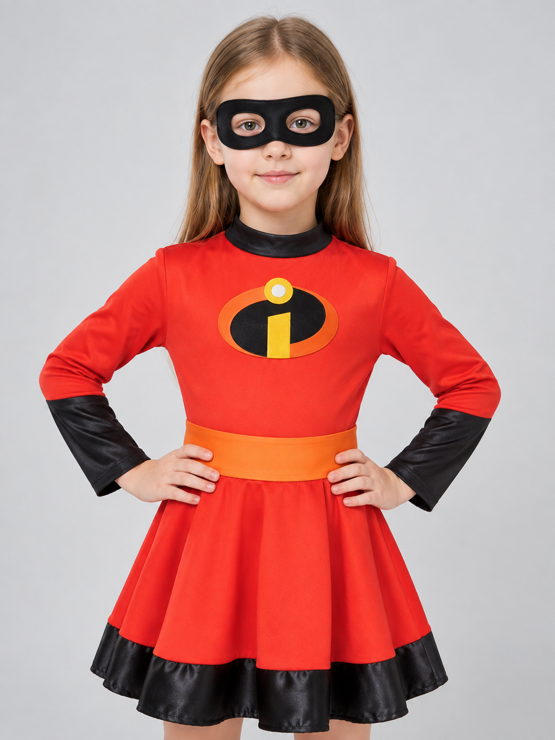 Kids' Costume Set with Dress, Mask, and Yellow Belt