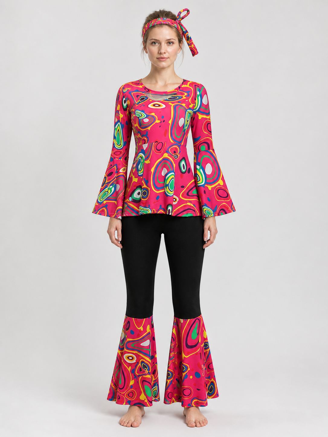 Hippie Stage Costume: Top, Flared Pants, and Scarf Costumes detail 3