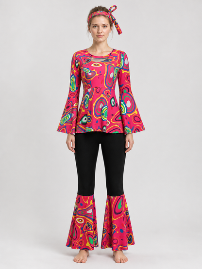 Hippie Stage Costume: Top, Flared Pants, and Scarf Costumes detail 3