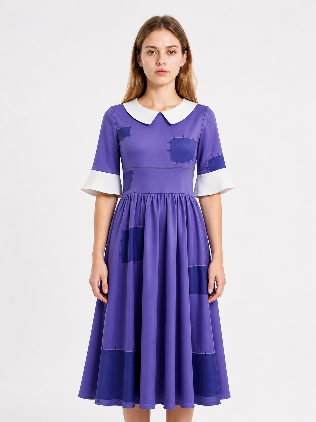 Pomni Cosplay Dress with Peter Pan Collar Costume Dresses detail 3