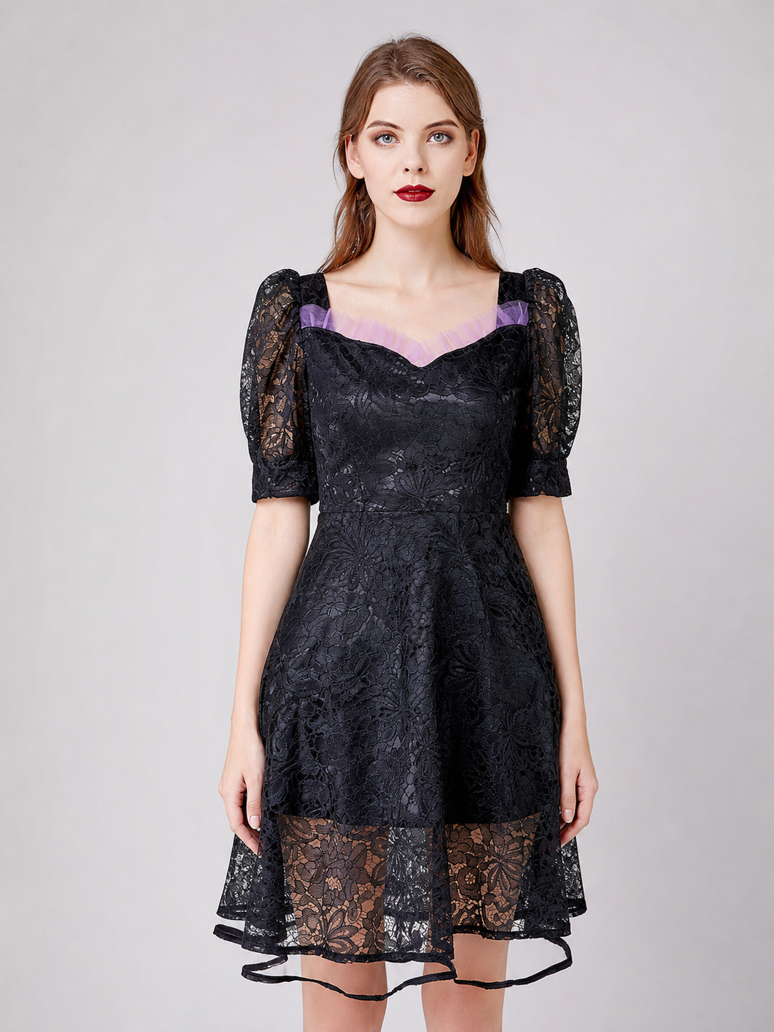 Gothic Lace Dress with a Square Neckline Costume Dresses detail 3