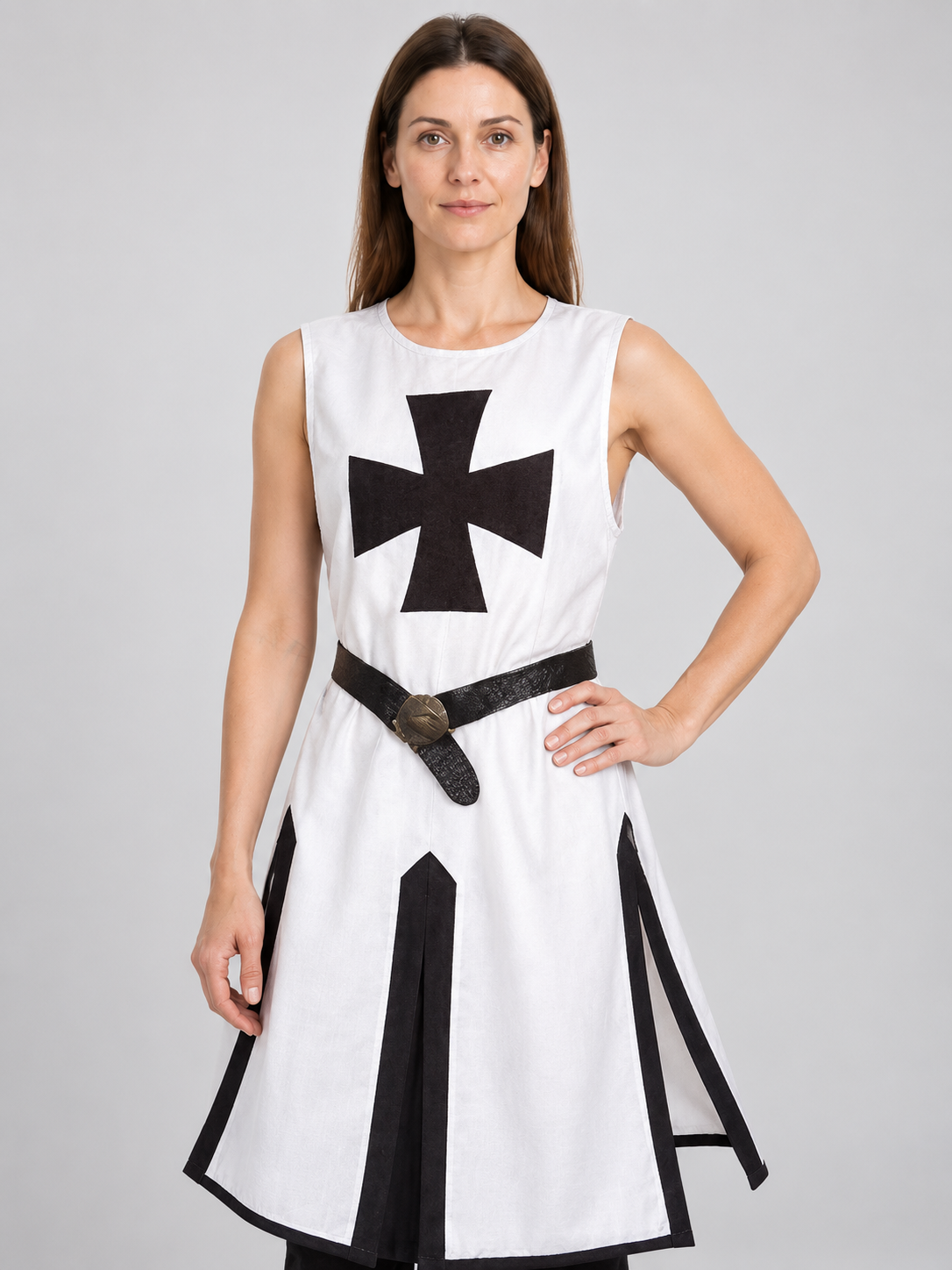 Medieval Knight Costume: White Tunic with Black Cross