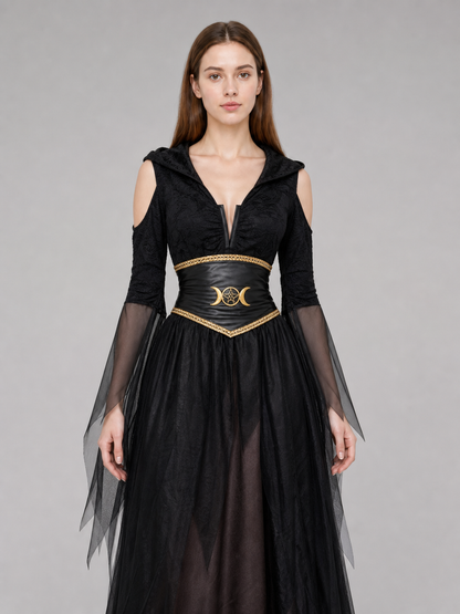Gothic Halloween Costume with Dress and Belt