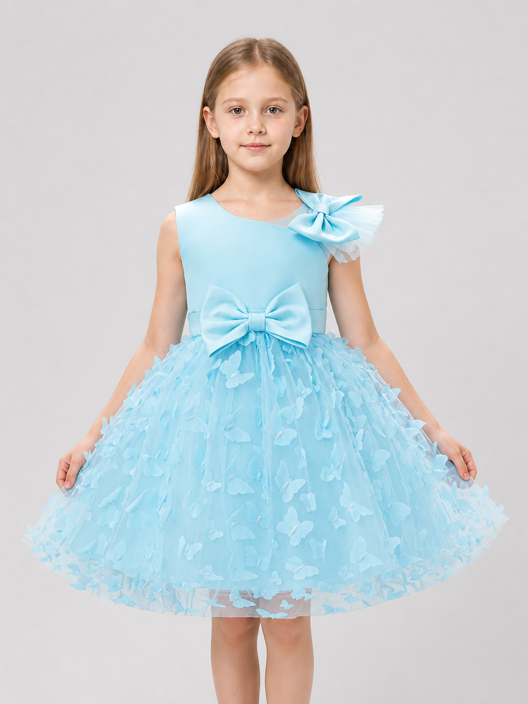 Children’s One-Shoulder Tutu Dress with 3D Butterflies product detail 3
