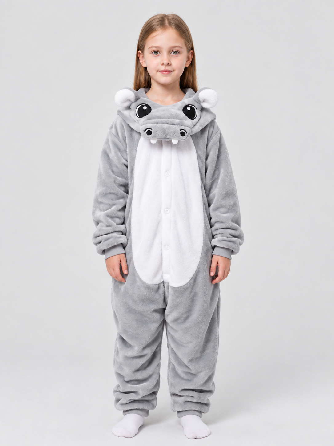 Flannel Hooded Pajama Jumpsuit with White Panel