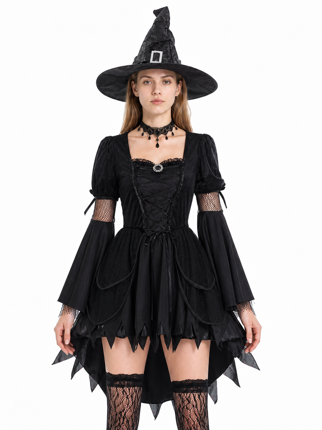 Witch Costume: Dress, Hat, Choker, and Stockings Costume Dresses detail 3